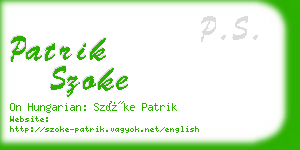 patrik szoke business card